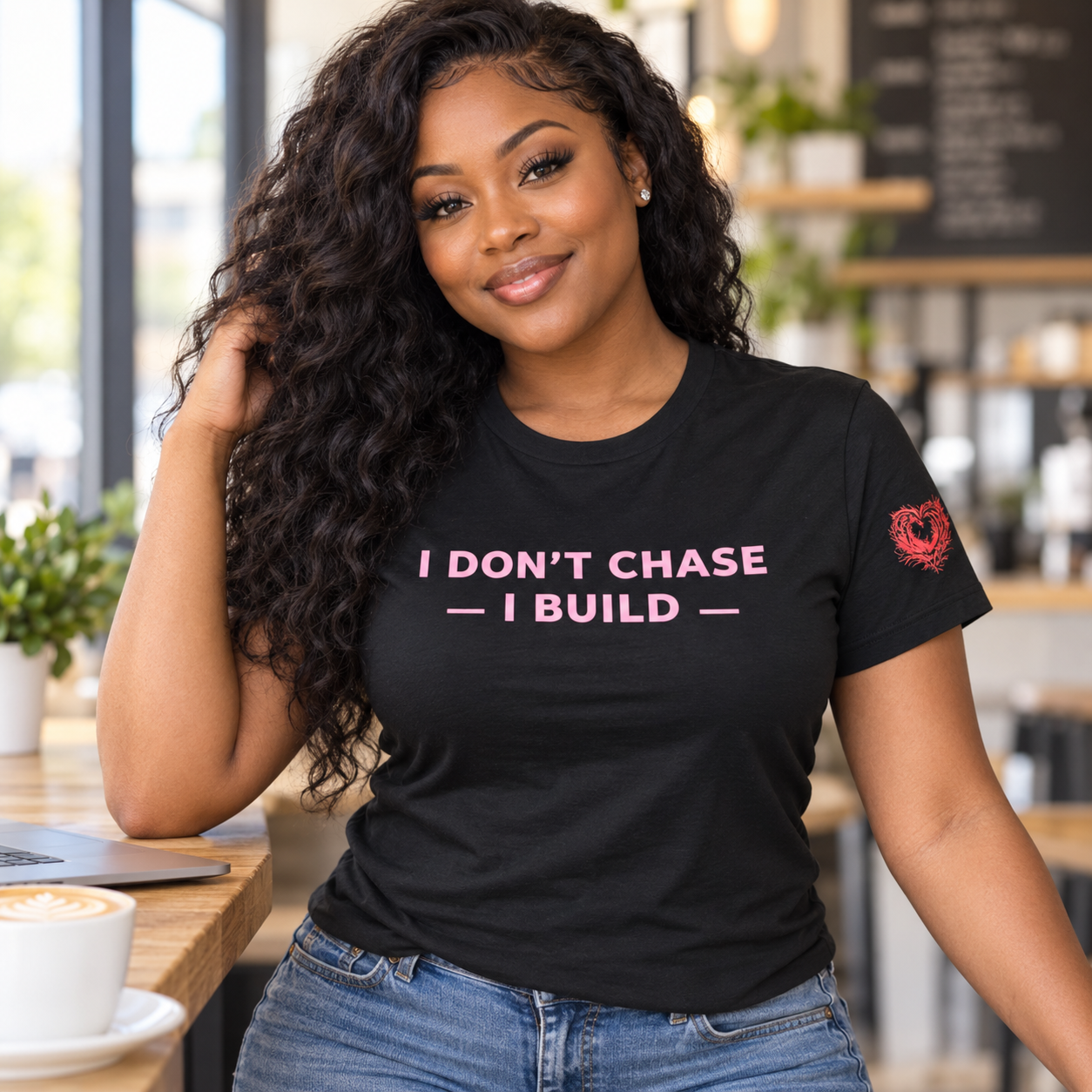 I Don’t Chase—I Build Statement T-Shirt (Pink Edition)